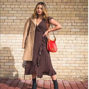 UO Midi Ruffle Wrap Dress  XS